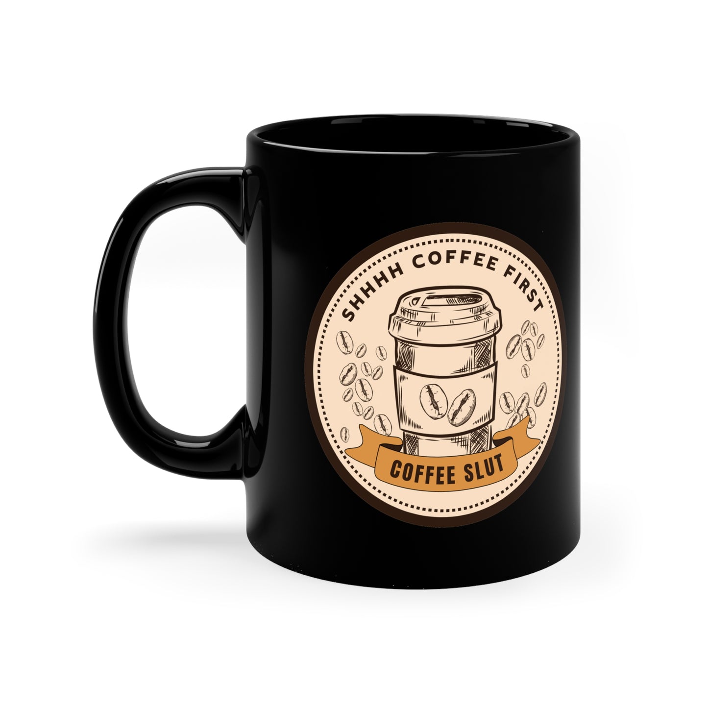 Black coffee mug